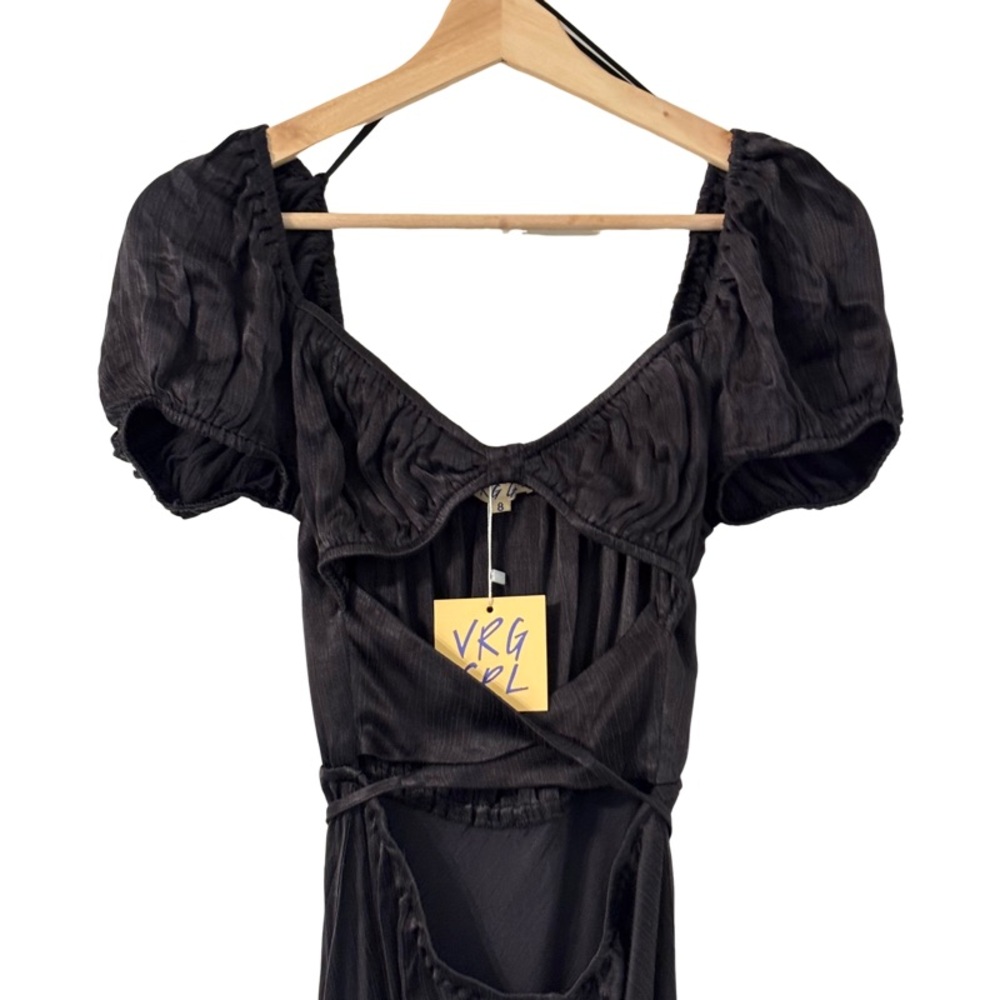 VRG GRL Au Revoir Bias Cut Maxi Dress in Black Size 4 - Picture 4 of 7